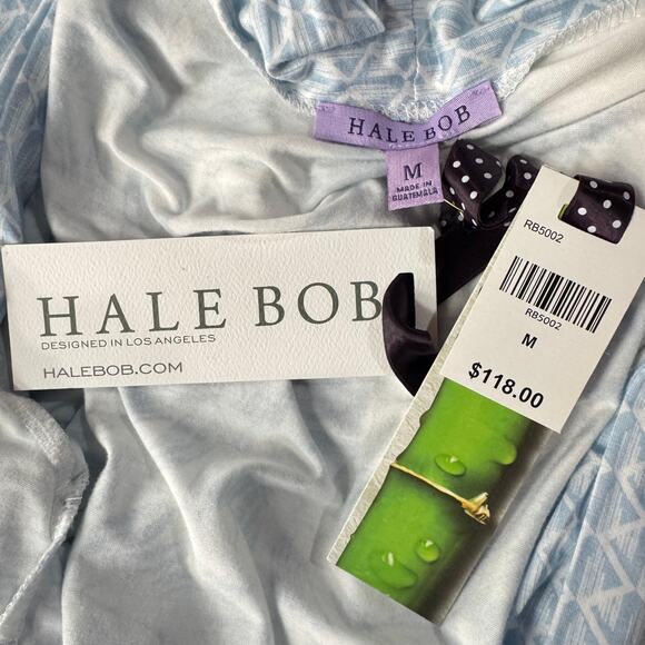 Hale Bob Medium Palm Robe Mid-Length Bamboo Stretch Belted Organic Long Sleeve - Picture 6 of 8